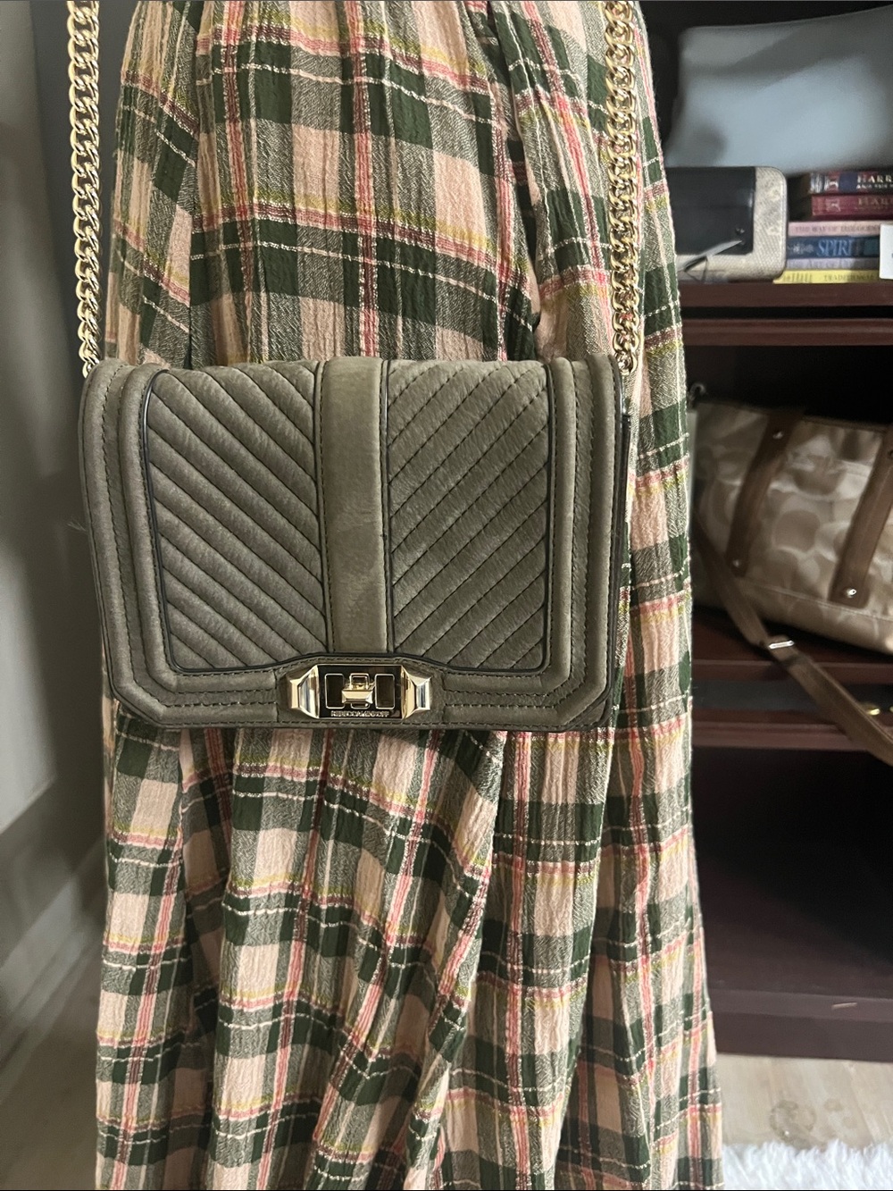 Rebecca Minkoff Love Quilted Crossbody Bag in Olive